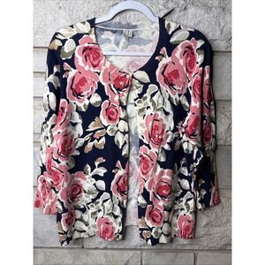 MADISON 3/4 Sleeve Floral Ladies Large Button Up Cardigan Light Weight